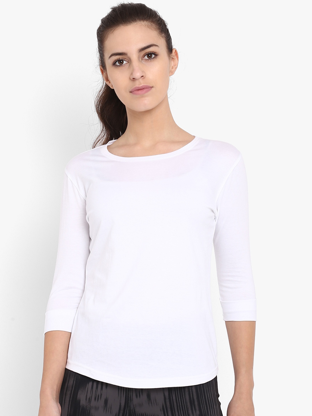 

appulse Women White Solid Round Neck T-shirt