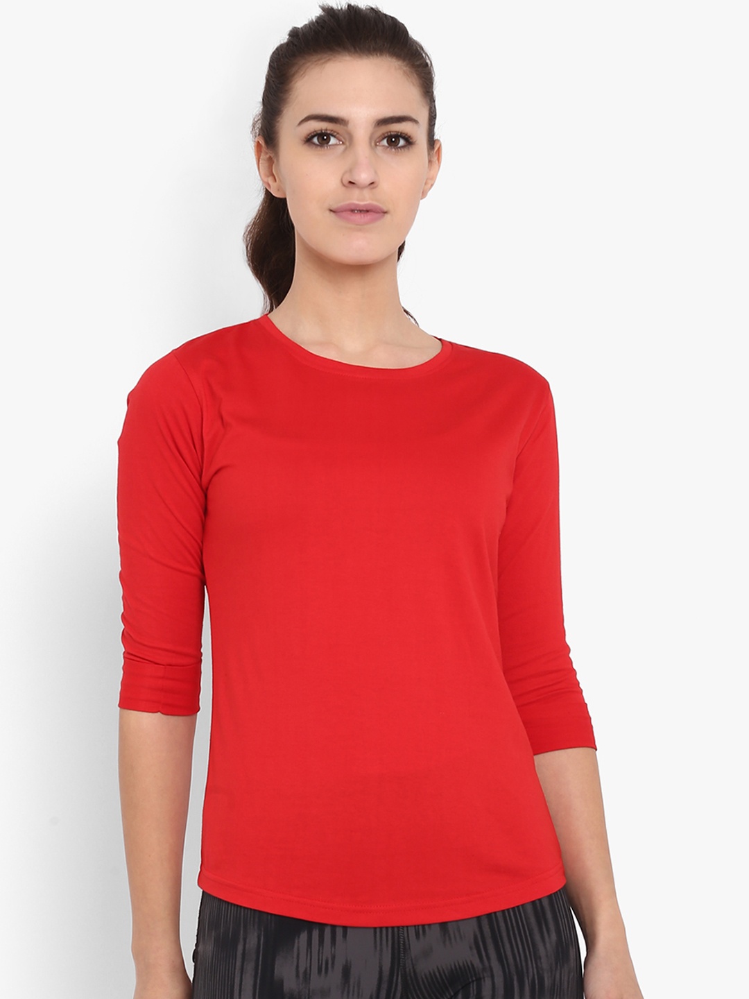 appulse Women Red Solid Round Neck T-shirt