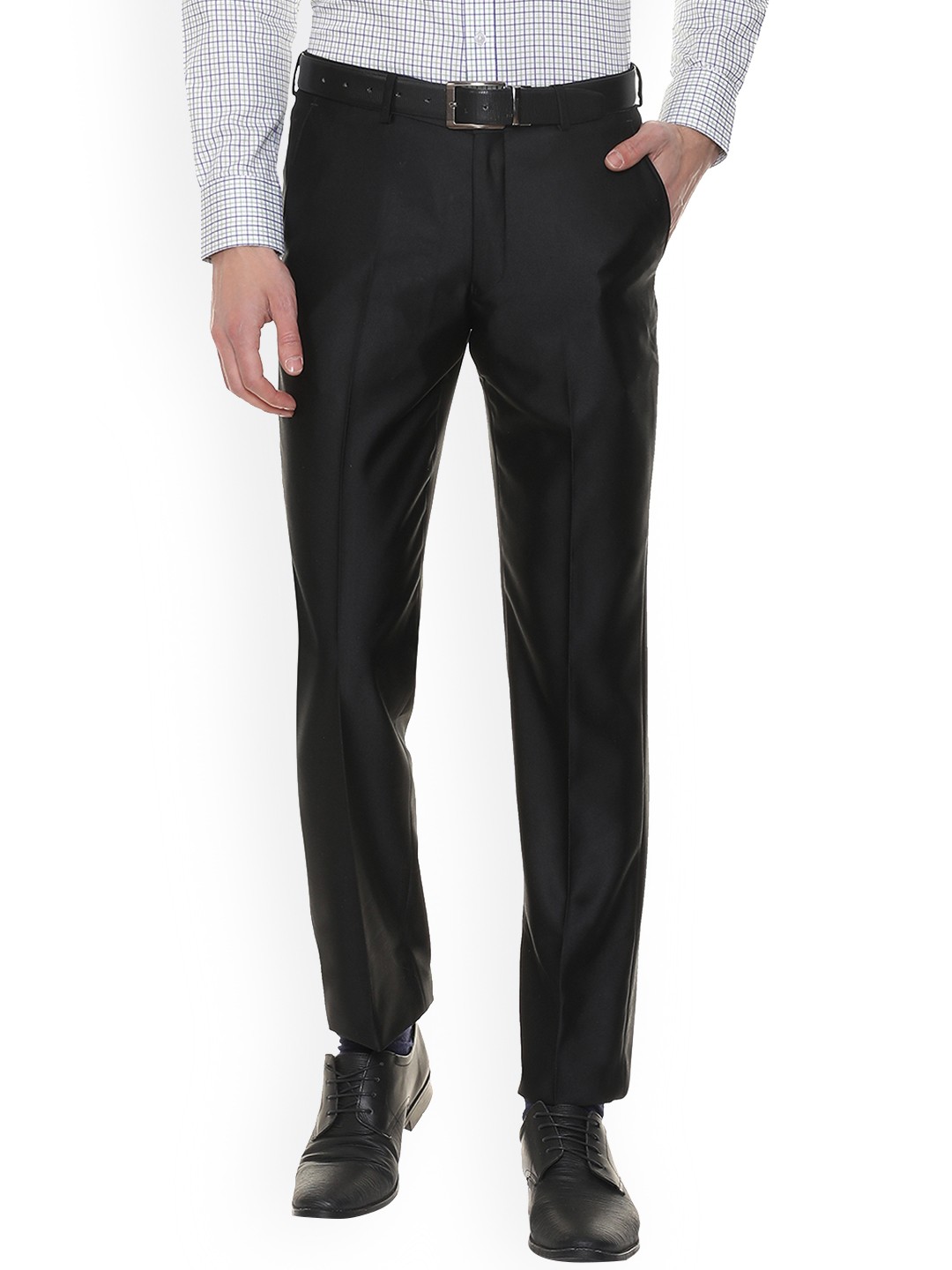 

Louis Philippe Men Black Regular Fit Solid Formal Trousers