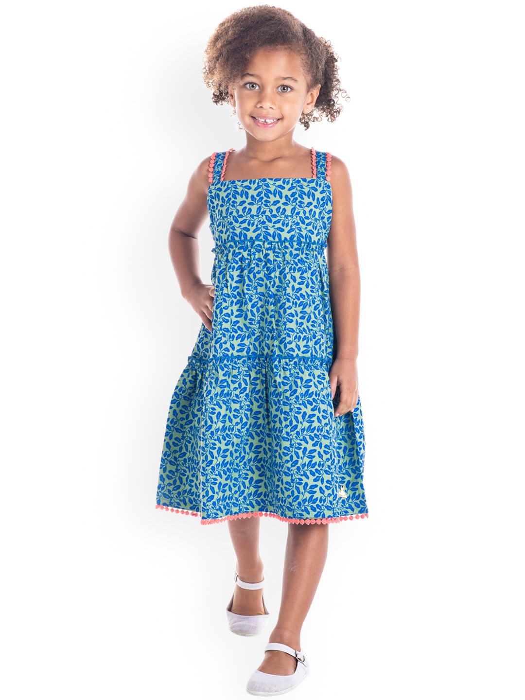 

Cherry Crumble Girls Blue Printed A-Line Dress
