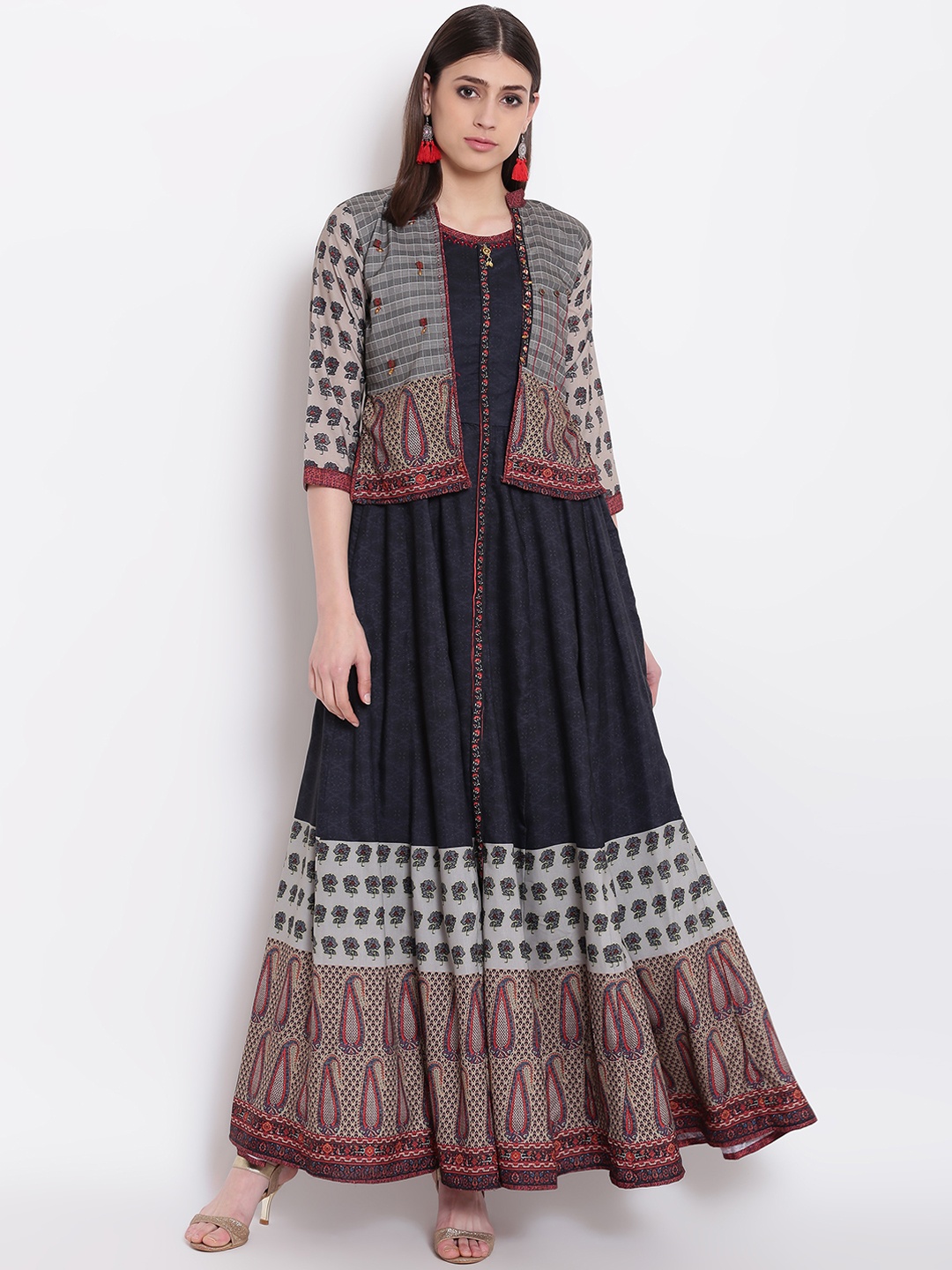 

Kvsfab Women Black Printed Ethnic Maxi Dress