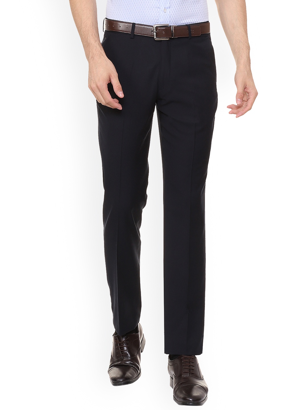 

Louis Philippe Men Navy Blue Regular Fit Solid Formal Trousers