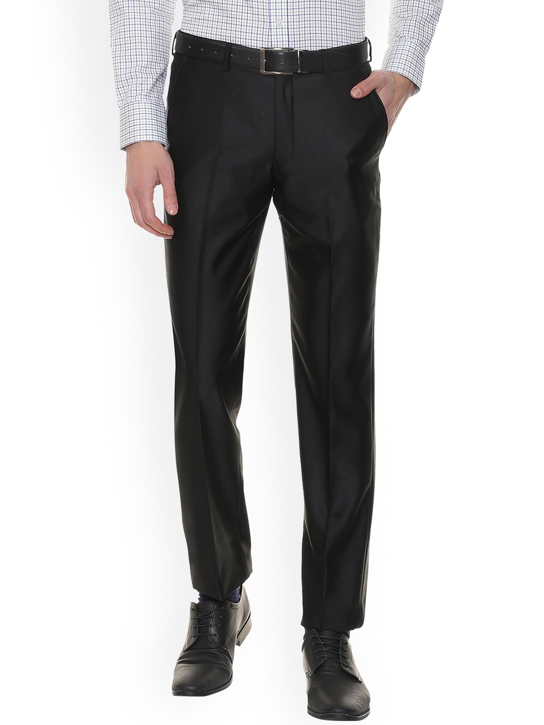 

Louis Philippe Men Black Regular Fit Solid Formal Trousers