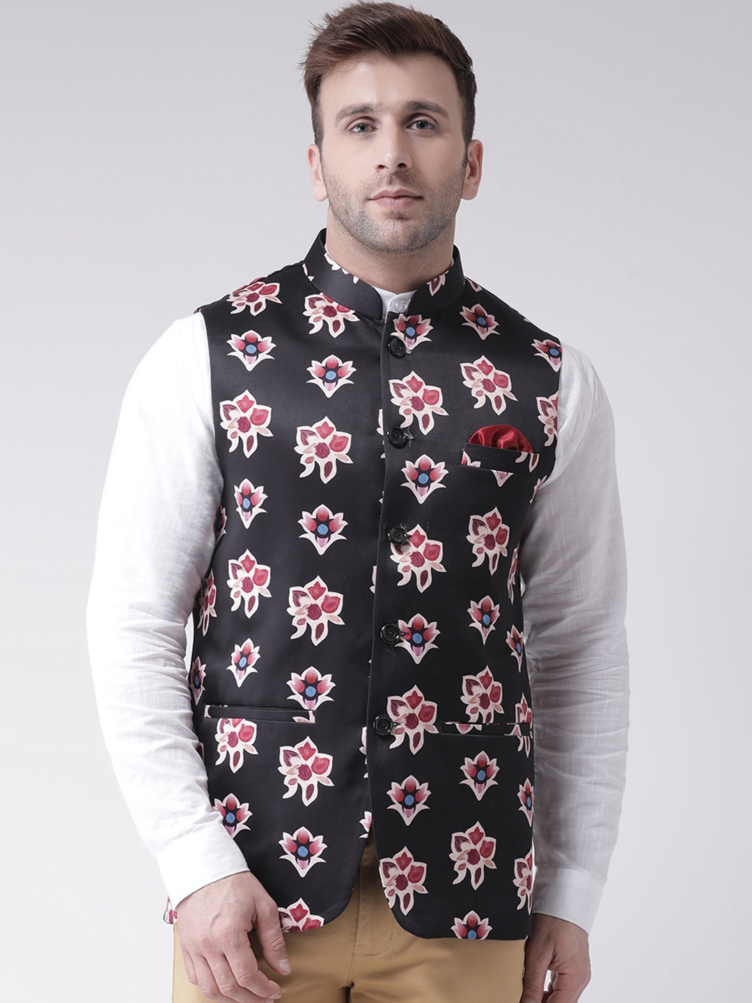 

Hangup Men Multicoloured Printed Nehru Jacket, Multi