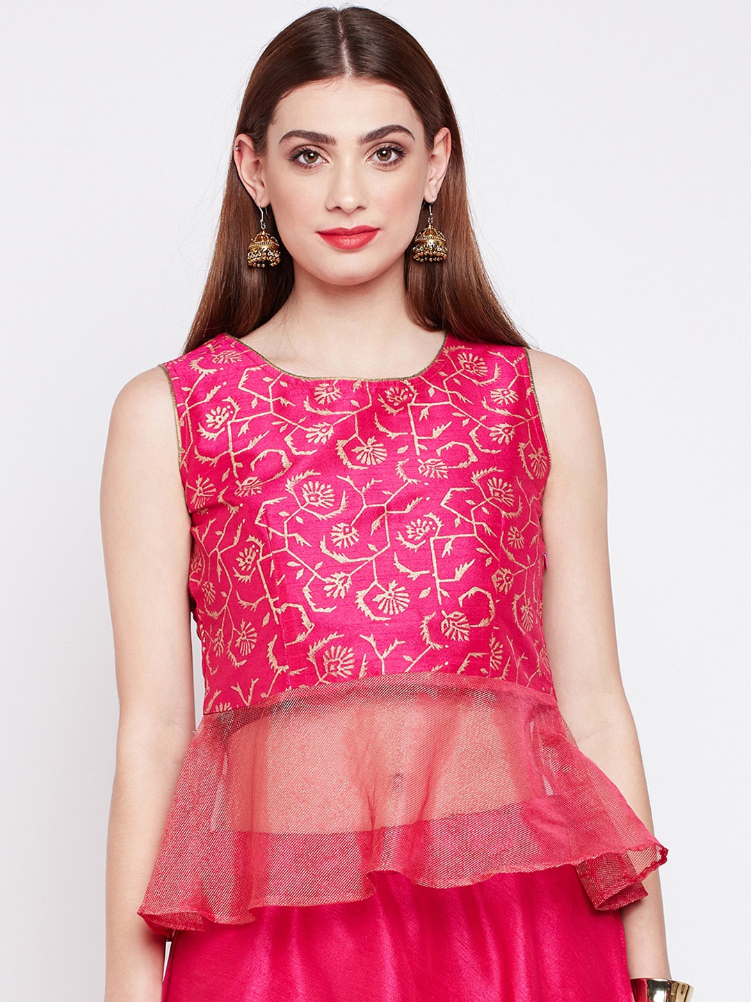 

studio rasa Women Magenta Printed Peplum Top