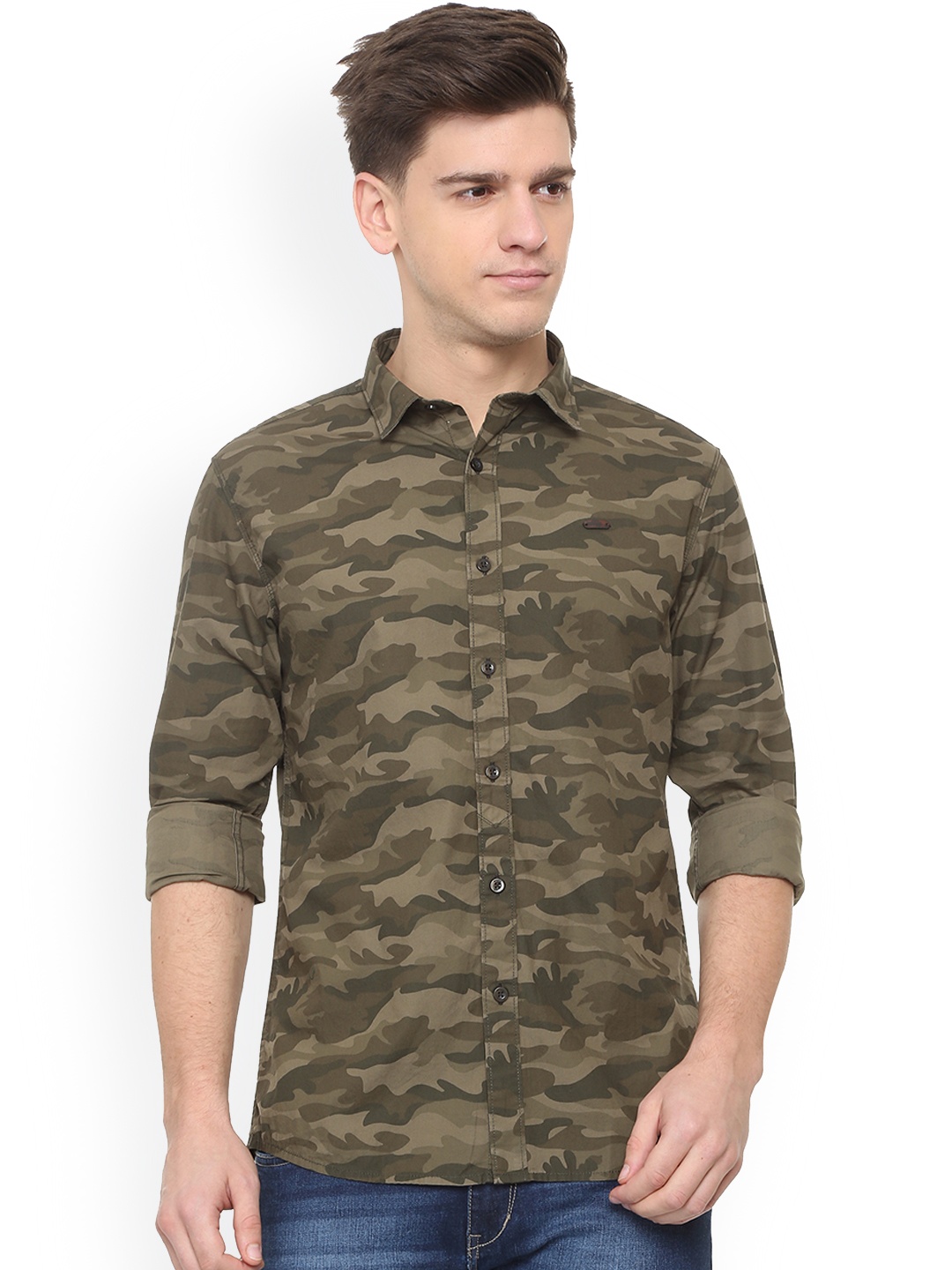 

People Men Grey Regular Fit Printed Casual Shirt