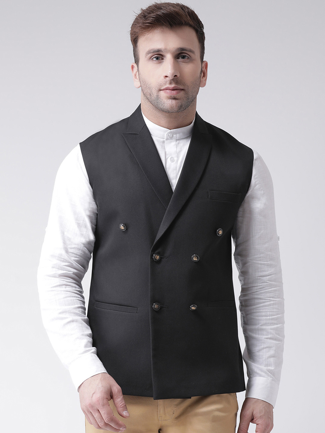 

Hangup Men Multicoloured Solid Nehru Jacket, Multi