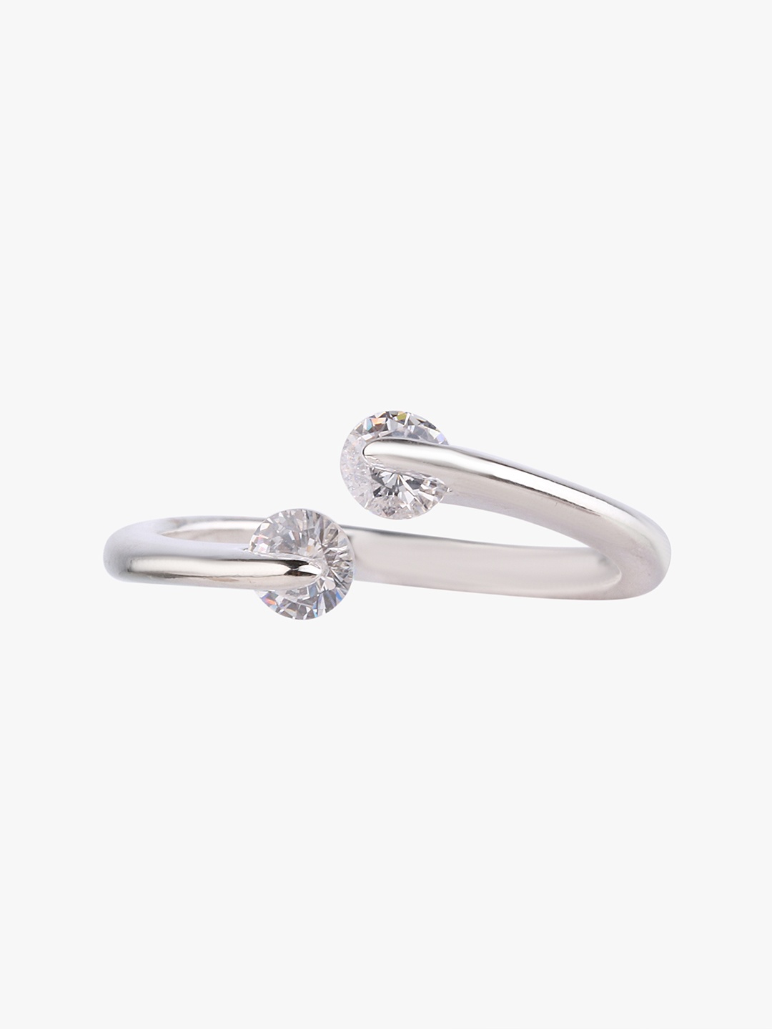 

Peora Women Silver-Plated Open-Ended Stone-Studded Ring