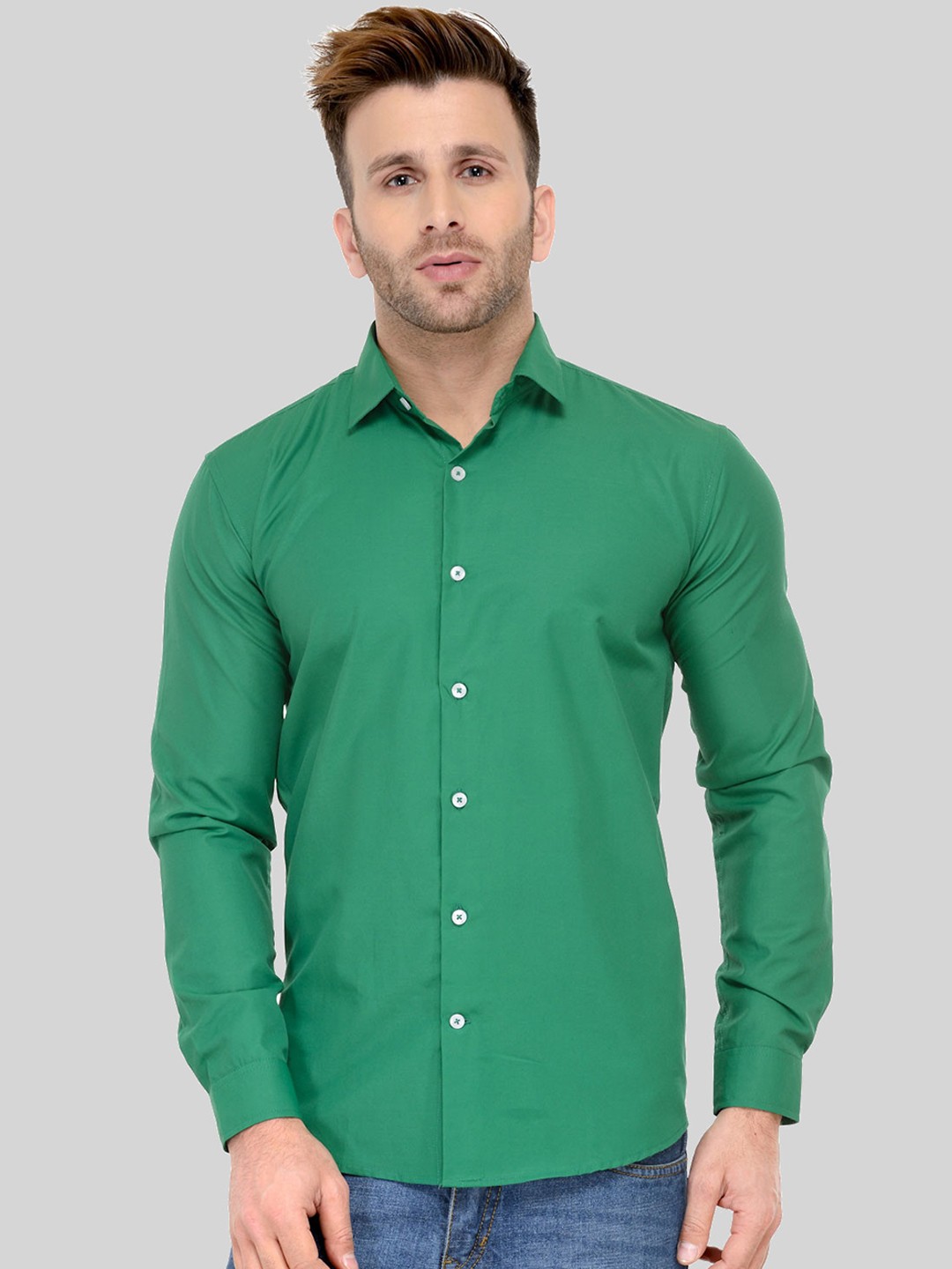 

Being Fab Men Green Slim Fit Solid Casual Shirt