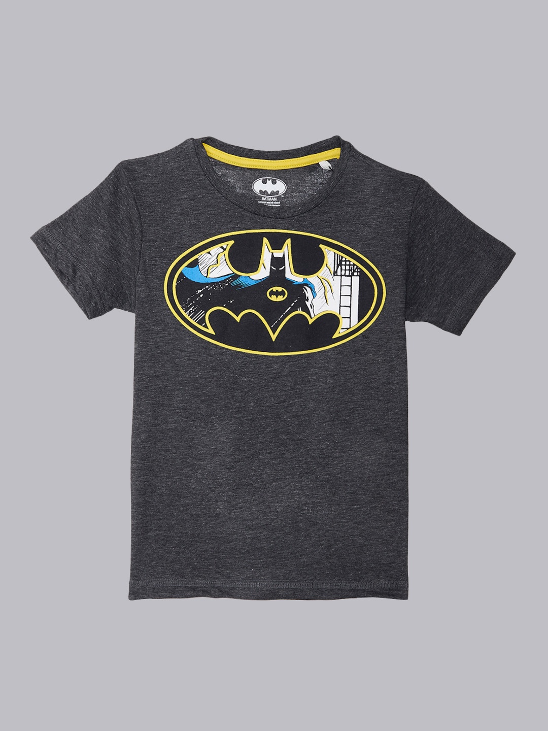 

Kids Ville Boys Red Batman Printed Round Neck Half Sleeve T-shirt, Grey