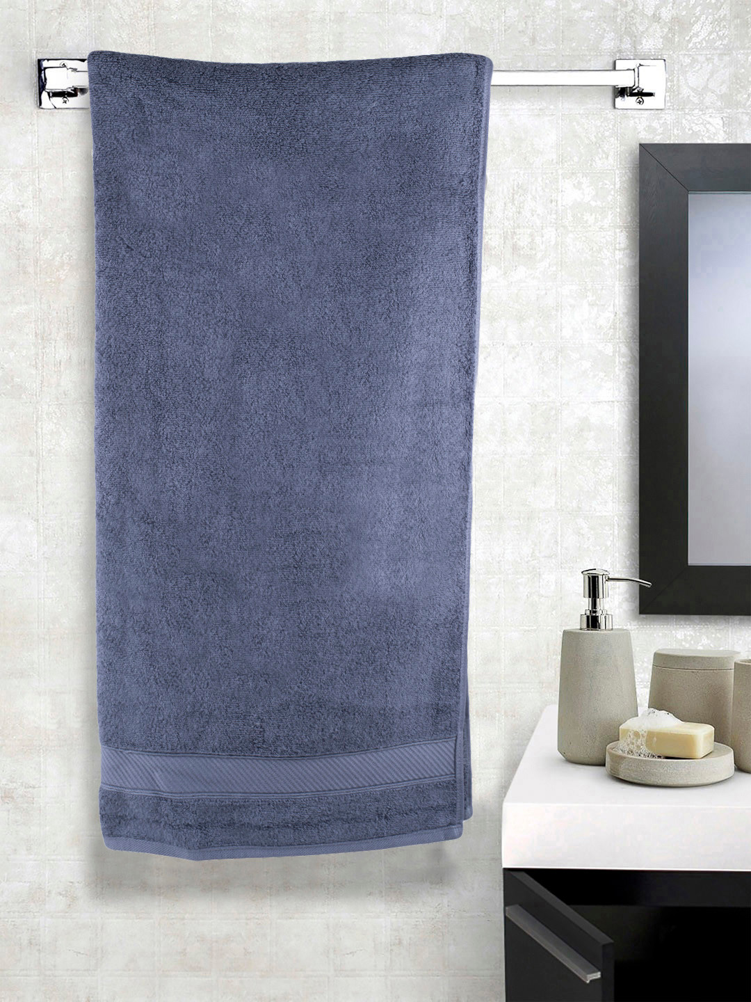 

Turkish Bath Unisex Blue Solid Cotton Bath Towel