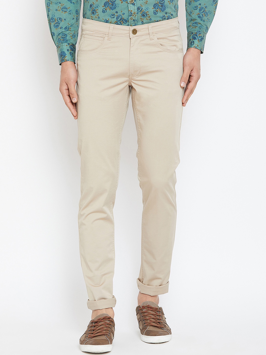 

Canary London Men Beige Smart Slim Fit Solid Chinos