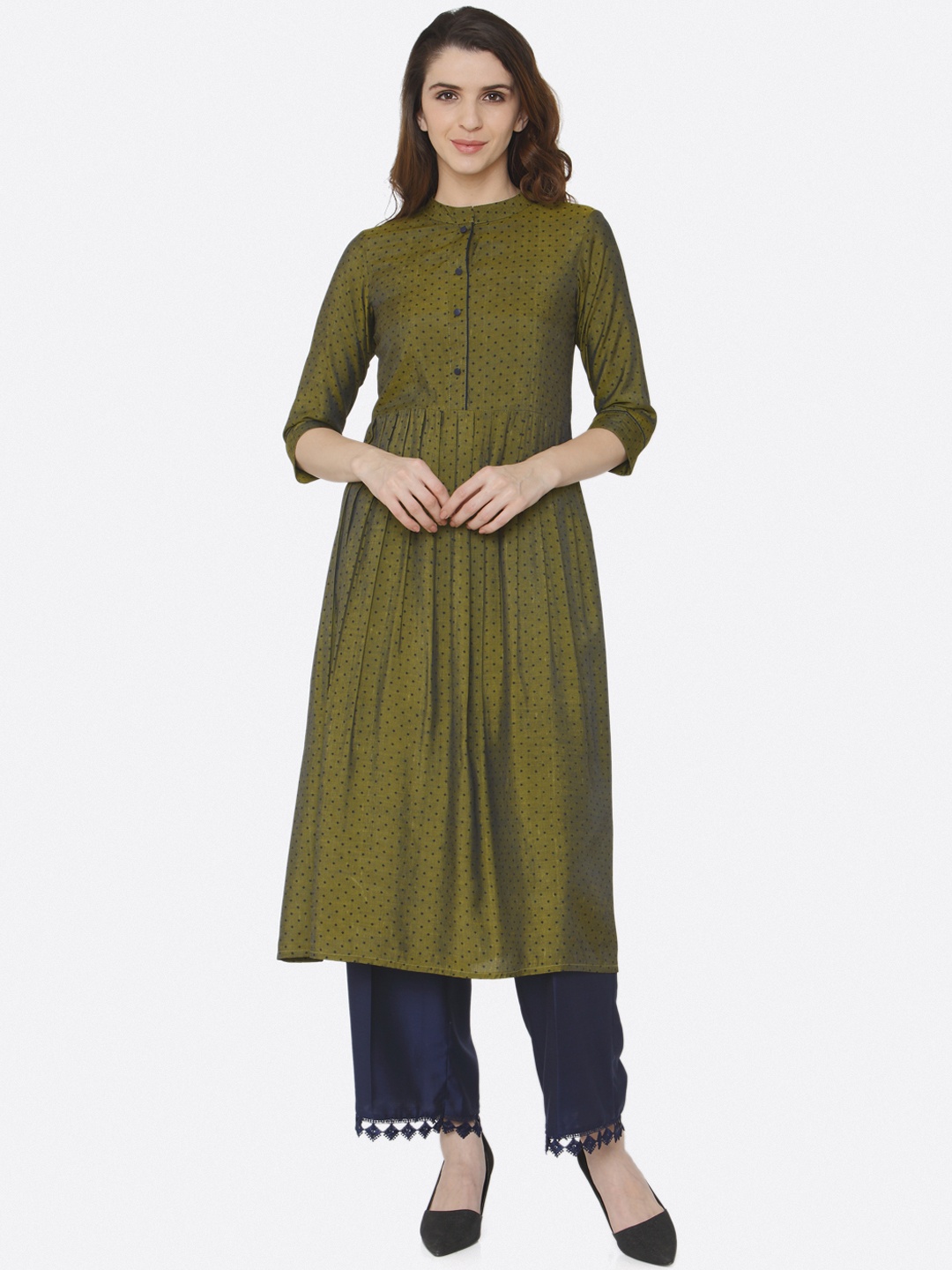 Shiloh Women Green Printed Anarkali Kurta