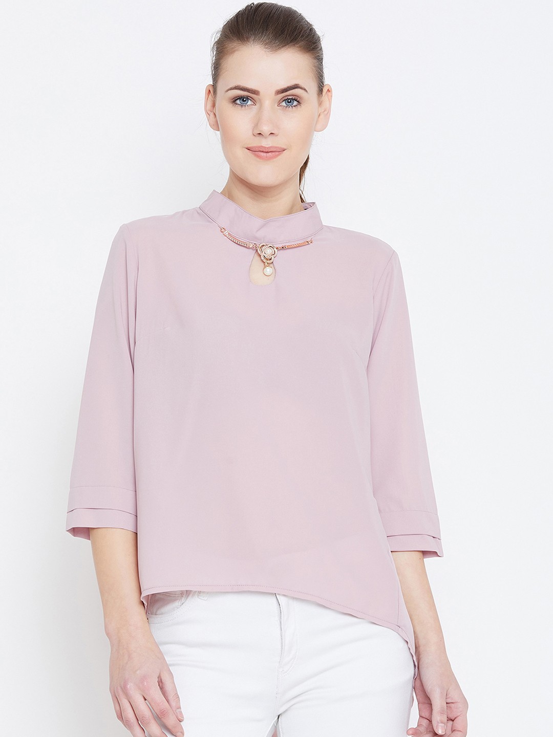 

Camey Women Mauve Solid High-Low Top