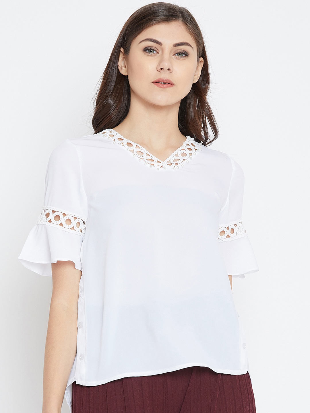 

Camey Women White Solid Top