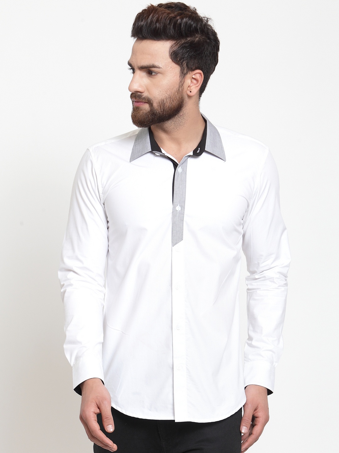 

Purple State Men White Slim Fit Solid Casual Shirt