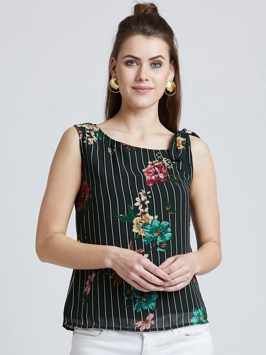 

RARE Women Green Striped Top