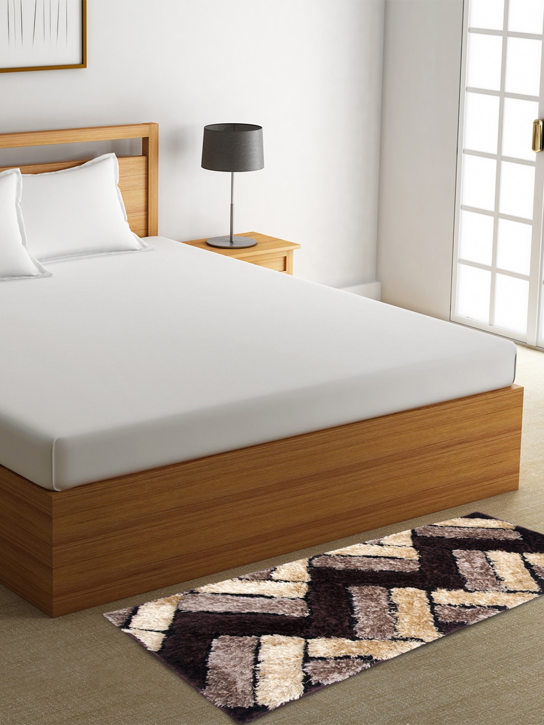 

ROMEE Beige & Brown Printed Bed Runner
