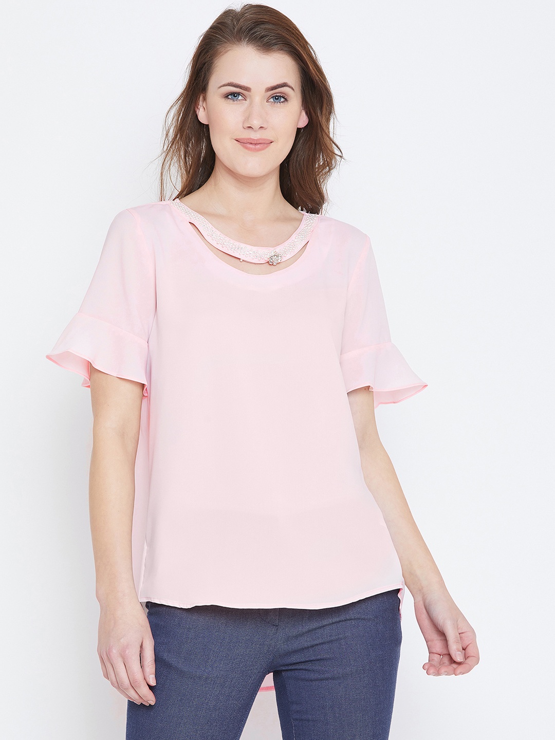 

Camey Women Mauve Solid High-Low Top