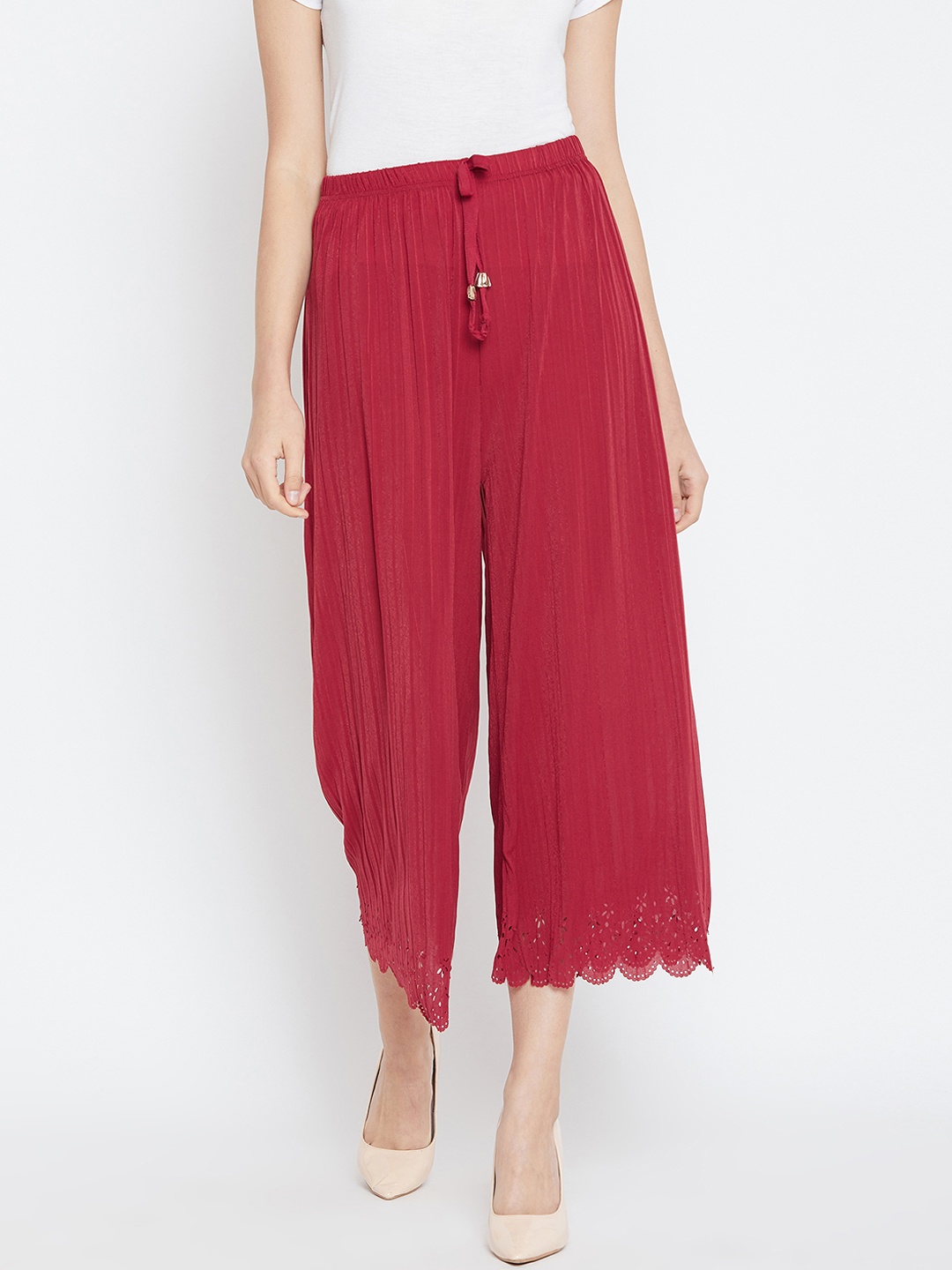 

Camey Women Maroon Straight Fit Solid Culottes