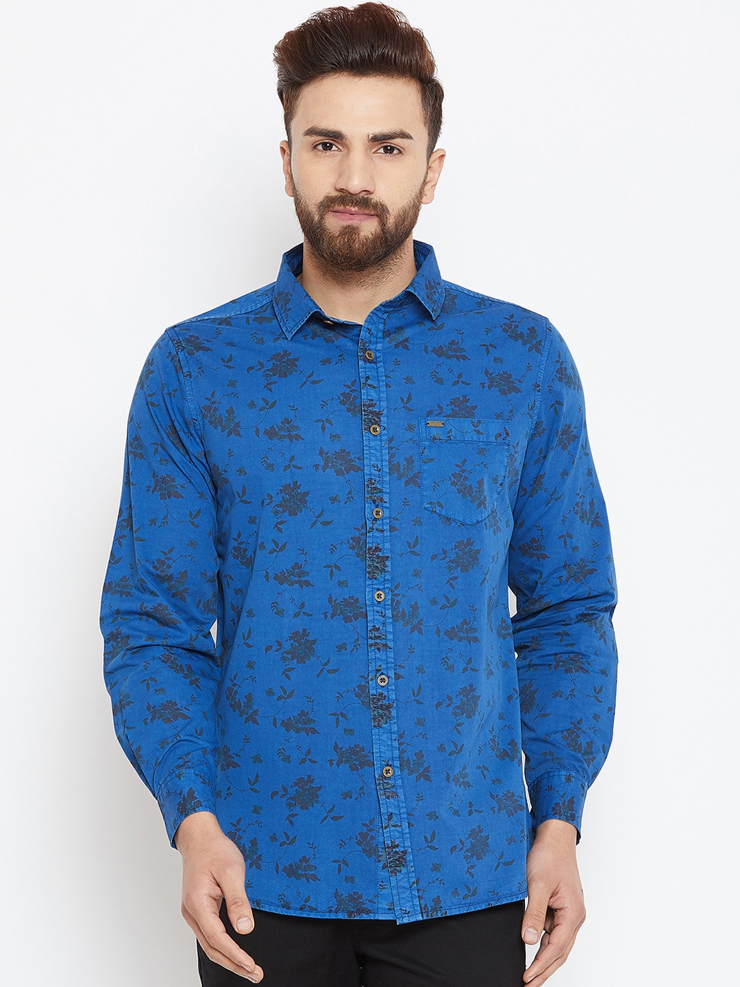 

Canary London Men Blue Smart Slim Fit Printed Casual Shirt