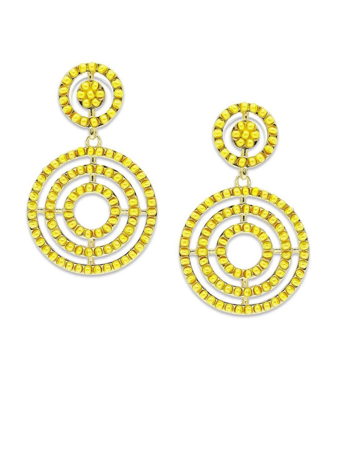 

Crunchy Fashion Yellow Circular Drop Earrings
