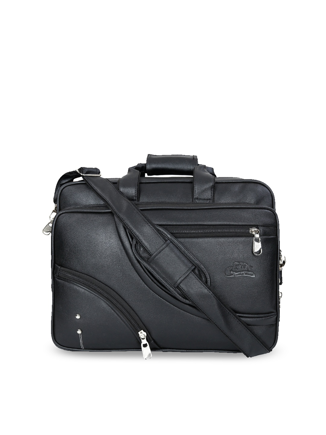 

Leather World Unisex Black Solid Laptop Bag