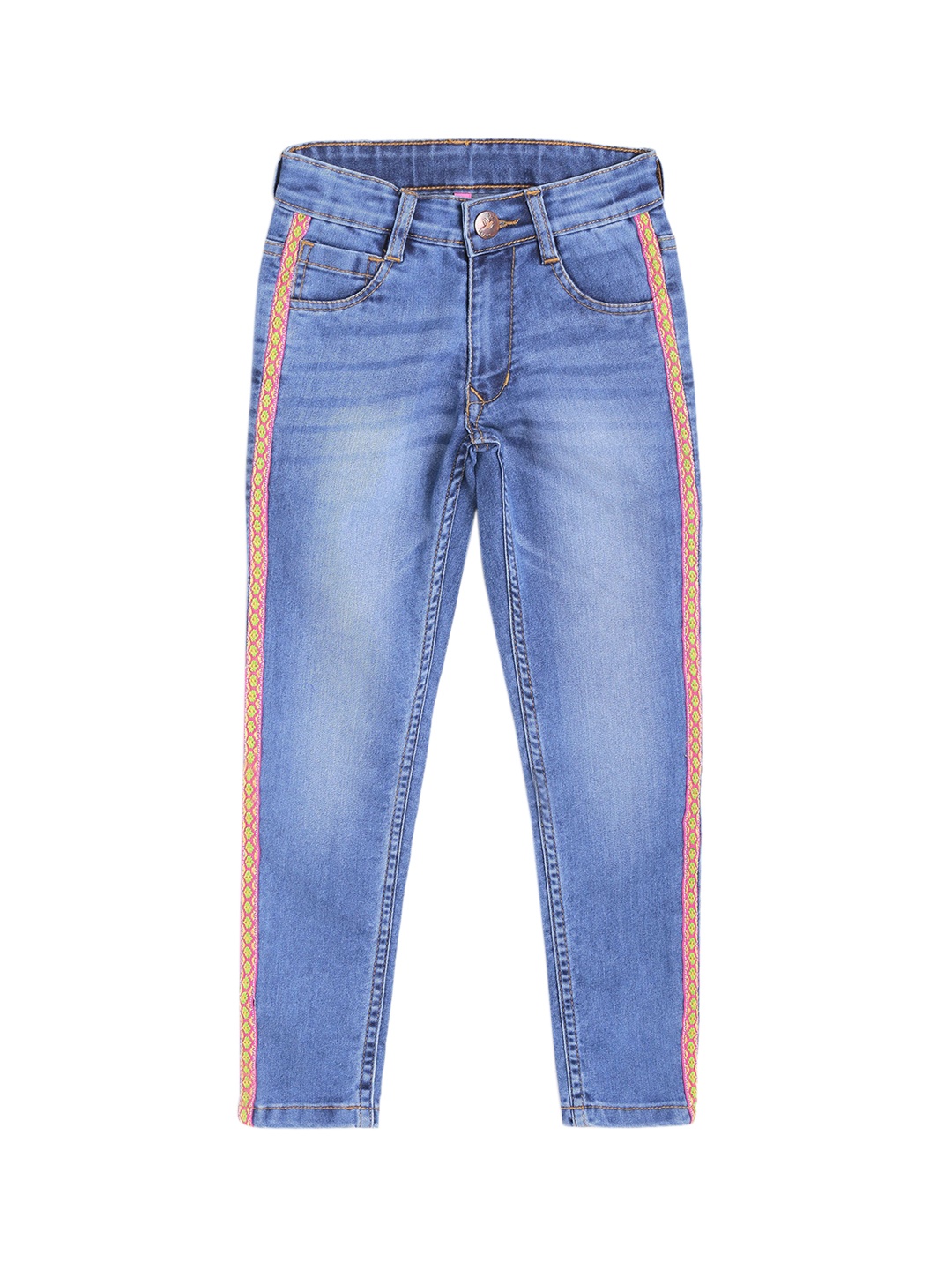

612 league Girls Blue Regular Fit High-Rise Clean Look Jeans