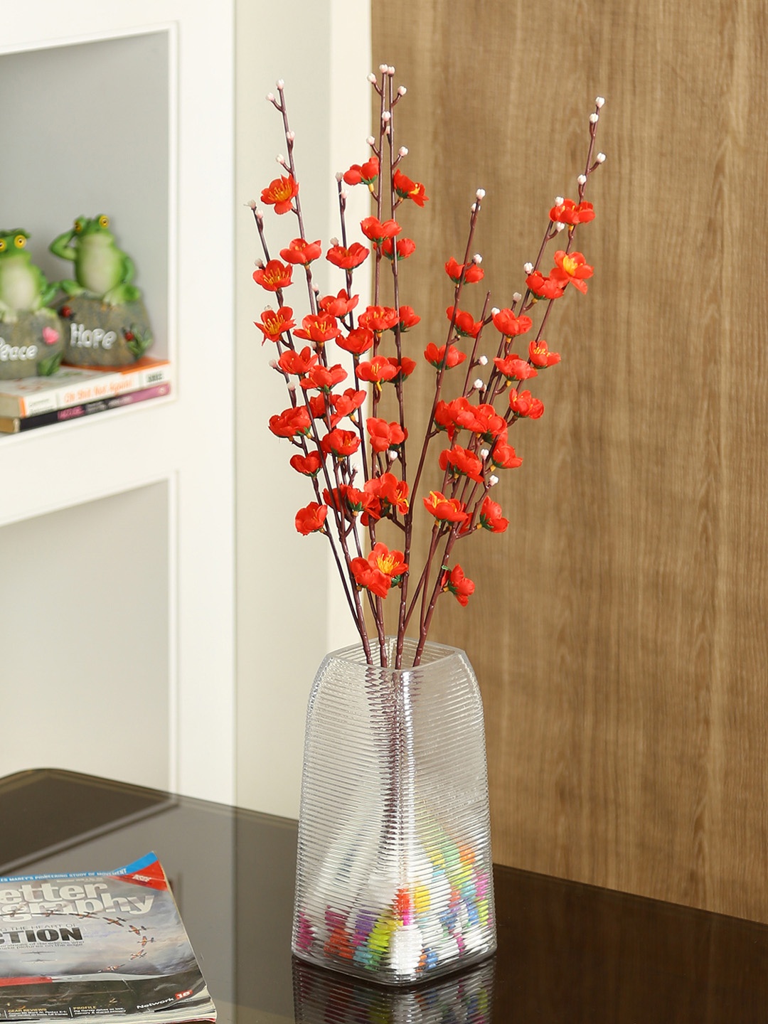 

Aapno Rajasthan Set Of 4 Orange Flower Sticks