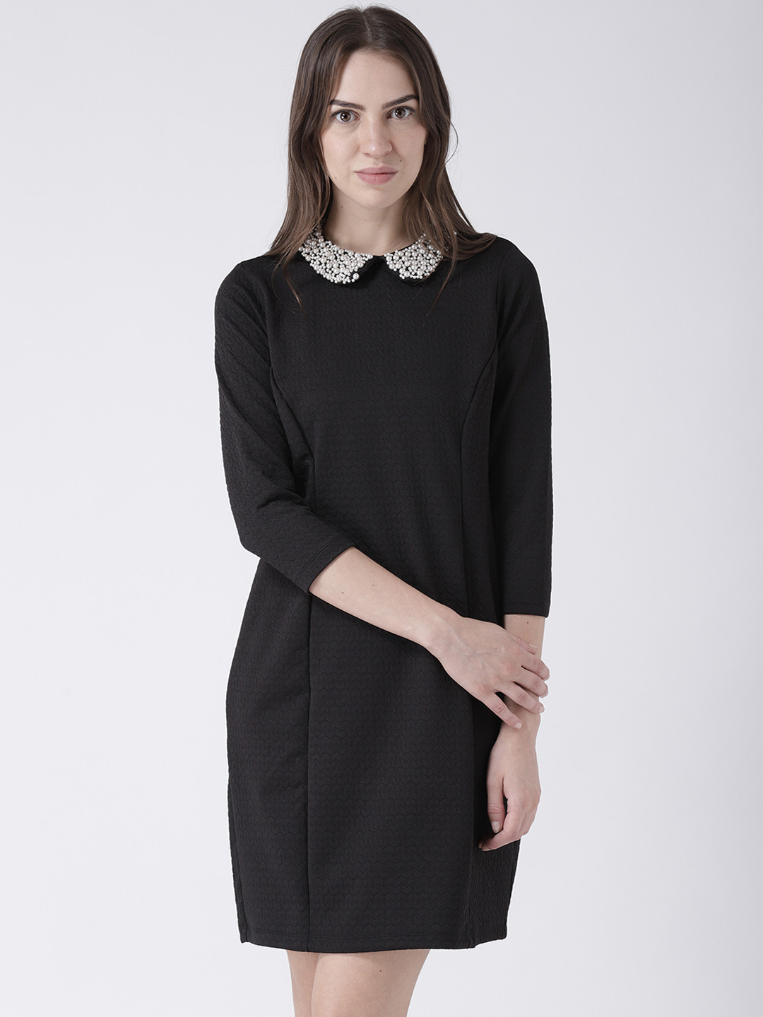 

109F Women Black Solid Shirt Dress