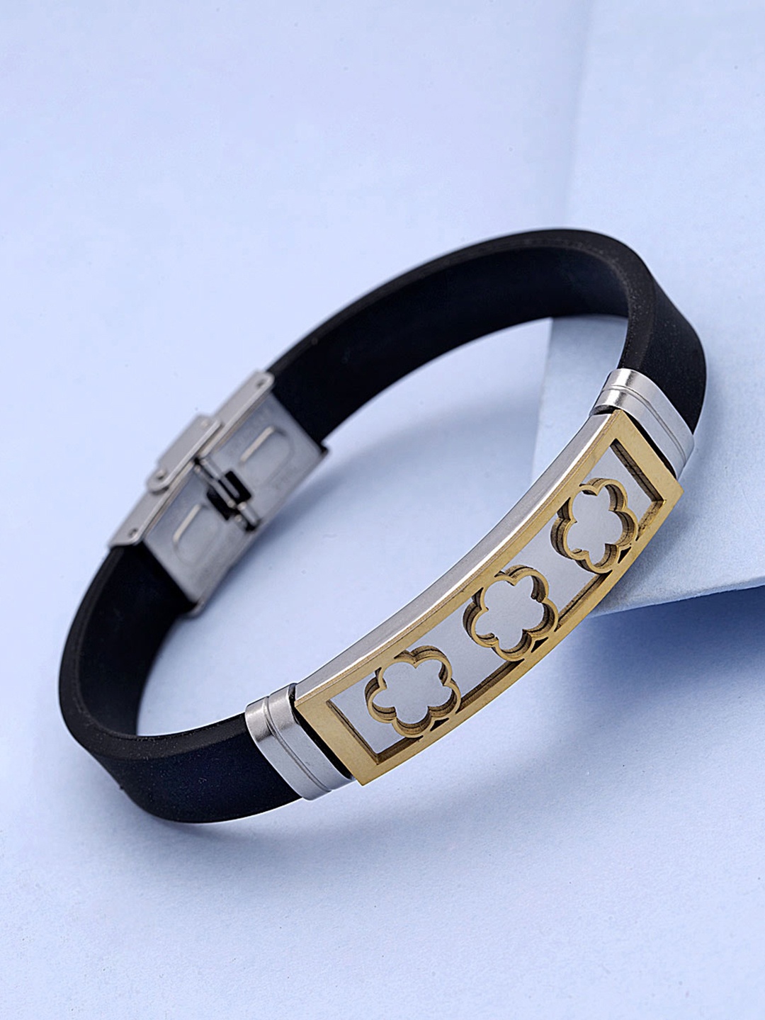 

Dare by Voylla Men Black Silver-Plated Handcrafted Bracelet