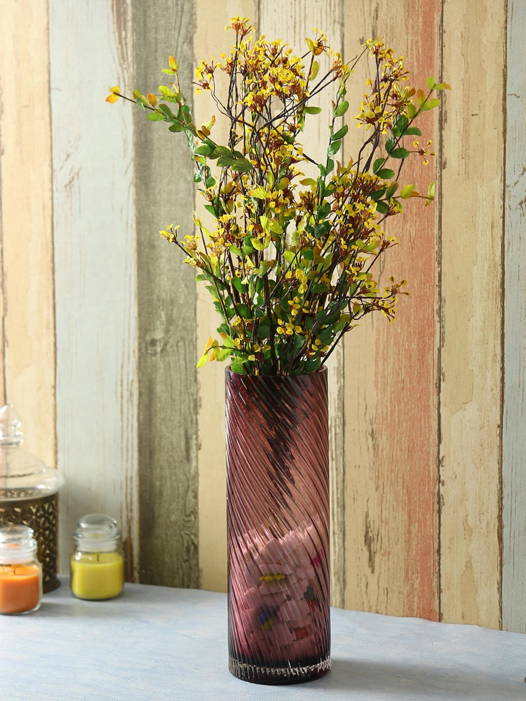 Aapno Rajasthan Set Of 2 Yellow Garden Cosmos Natural Look Flower Stick
