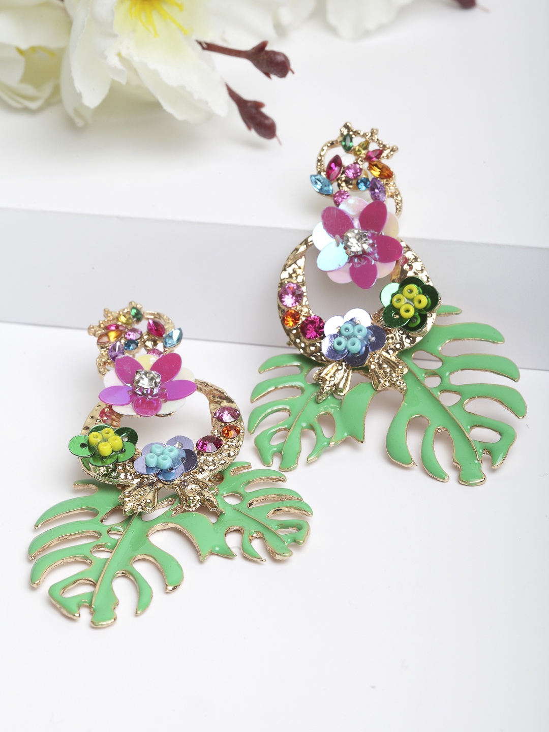 

AVANT-GARDE PARIS Multicoloured Feather Shaped Drop Earrings, Multi