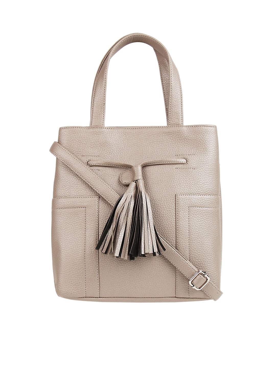

Toteteca Silver-Toned Solid Handheld Bag