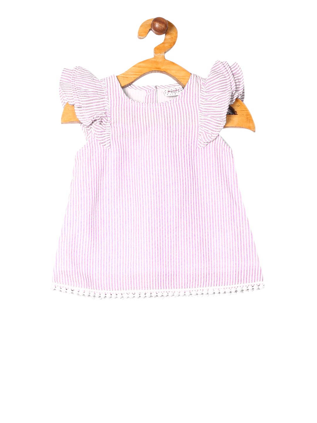 

Donuts Girls Pink Striped A-Line Pure Cotton Top
