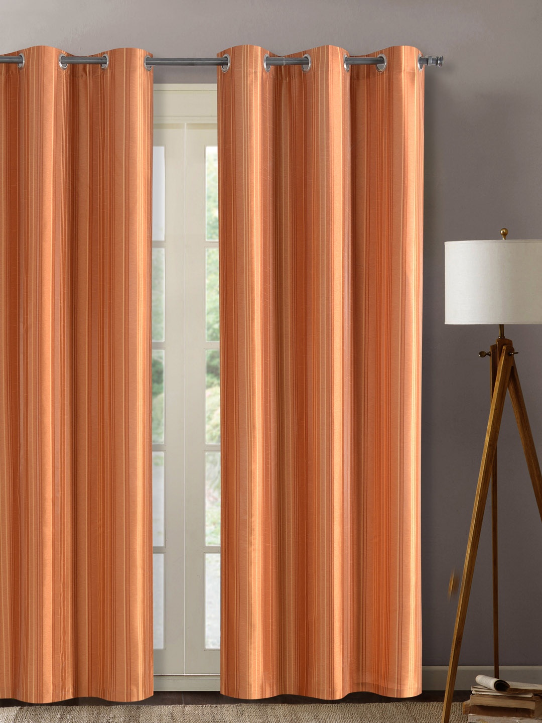 

7.5 Ft Orange Single Curtain With Lining by Deco Window
