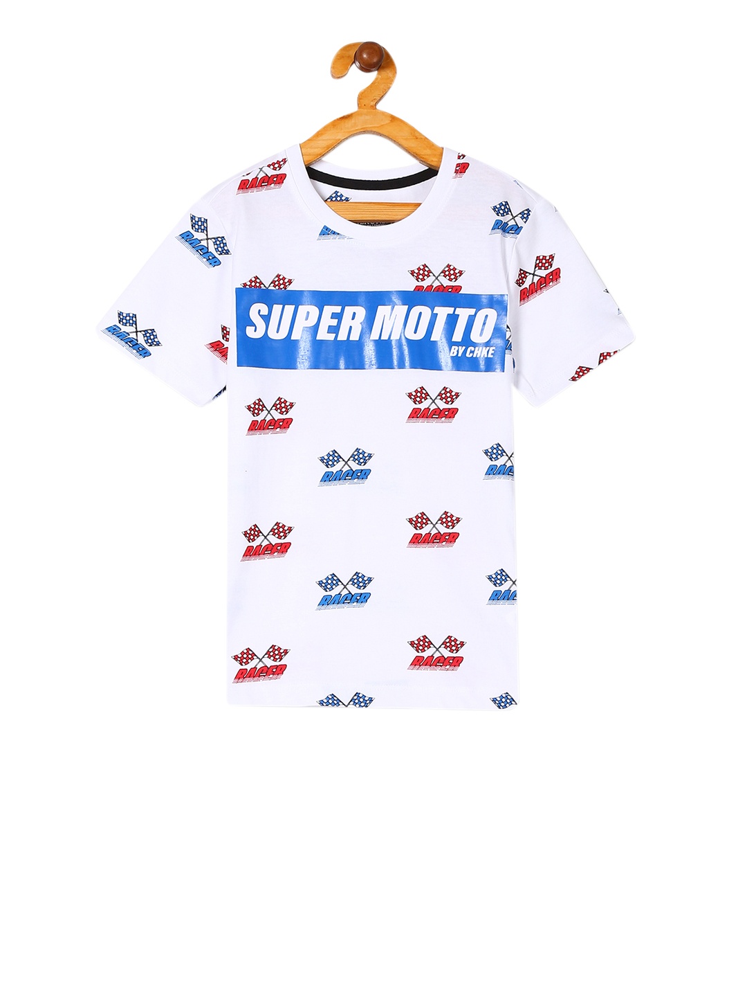 

Cherokee Boys White Printed Round Neck Pure Cotton T-shirt