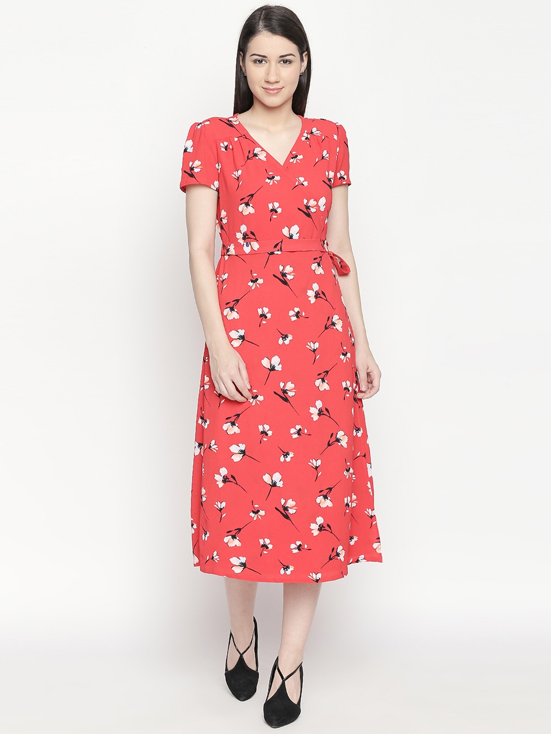 

Honey by Pantaloons Women Red Printed Fit and Flare Dress