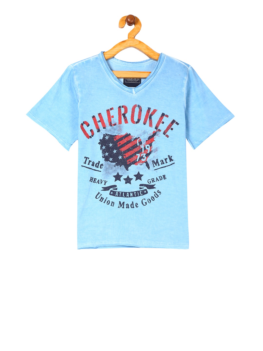 

Cherokee Boys Blue Printed V-Neck Pure Cotton T-shirt