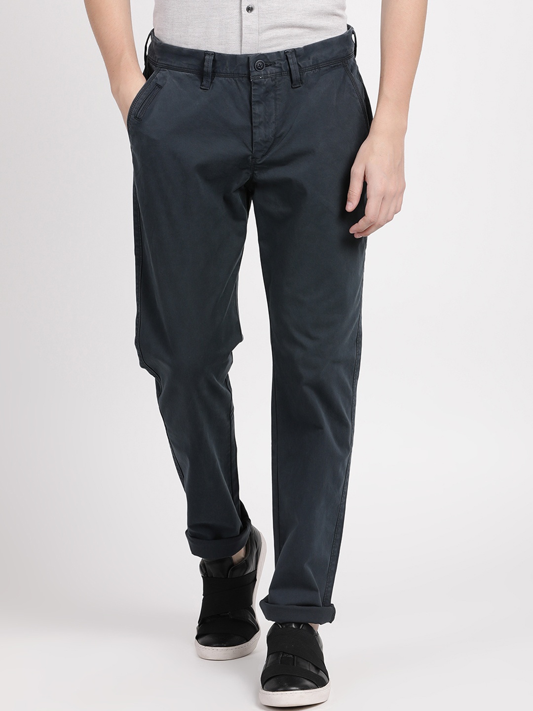 

Crocodile Men Blue Smart Slim Fit Solid Regular Trousers