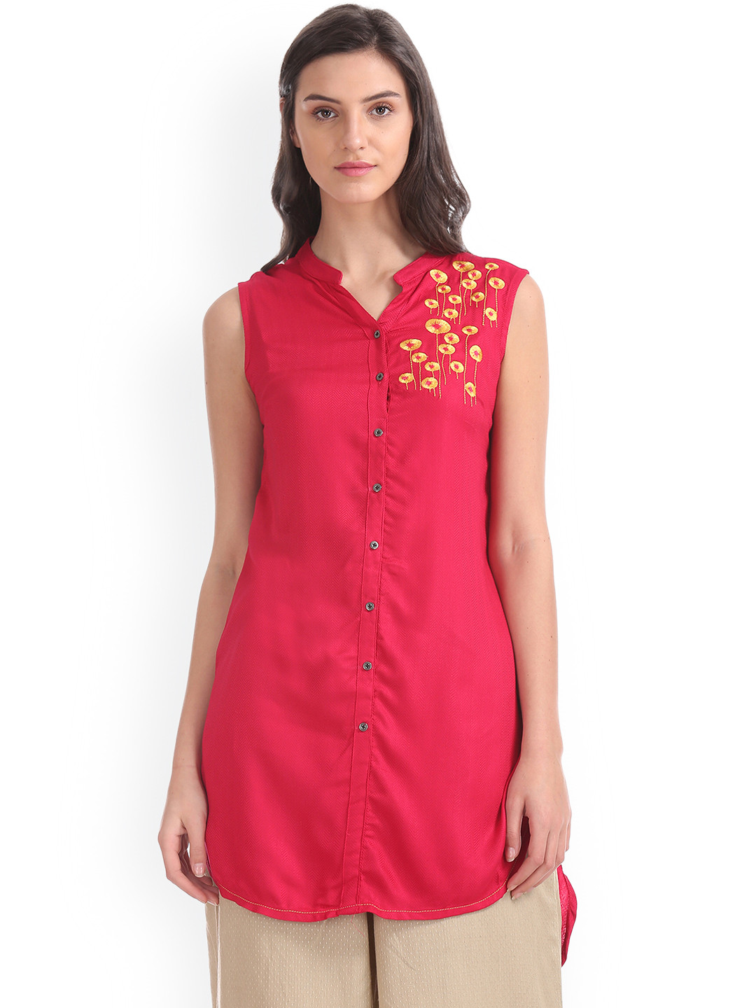 

Karigari Women Pink Embroidered Straight Kurta