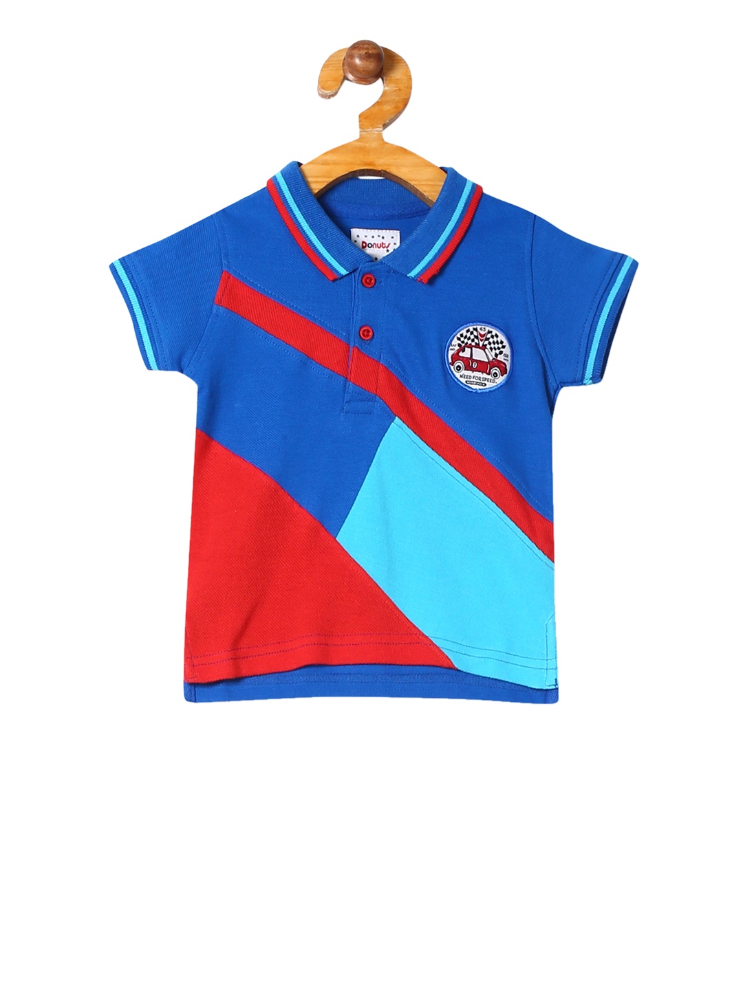 

Cherokee Boys Blue Colourblocked Polo Collar Pure Cotton T-shirt