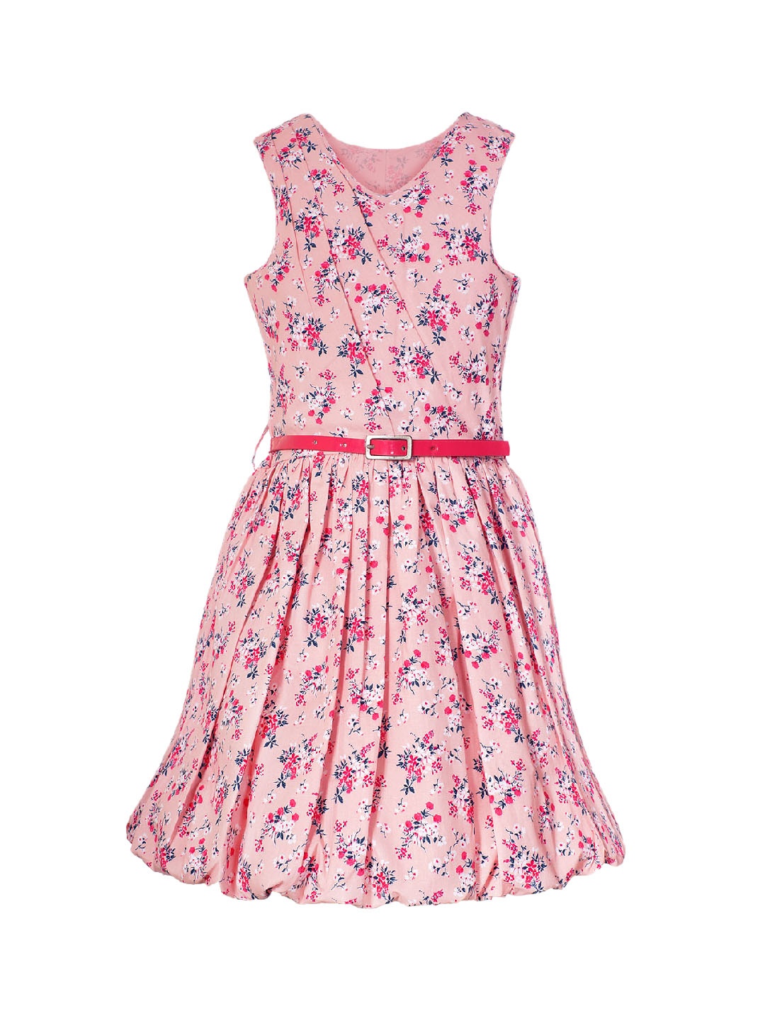 naughty ninos Girls Pink Printed Fit and Flare Dress