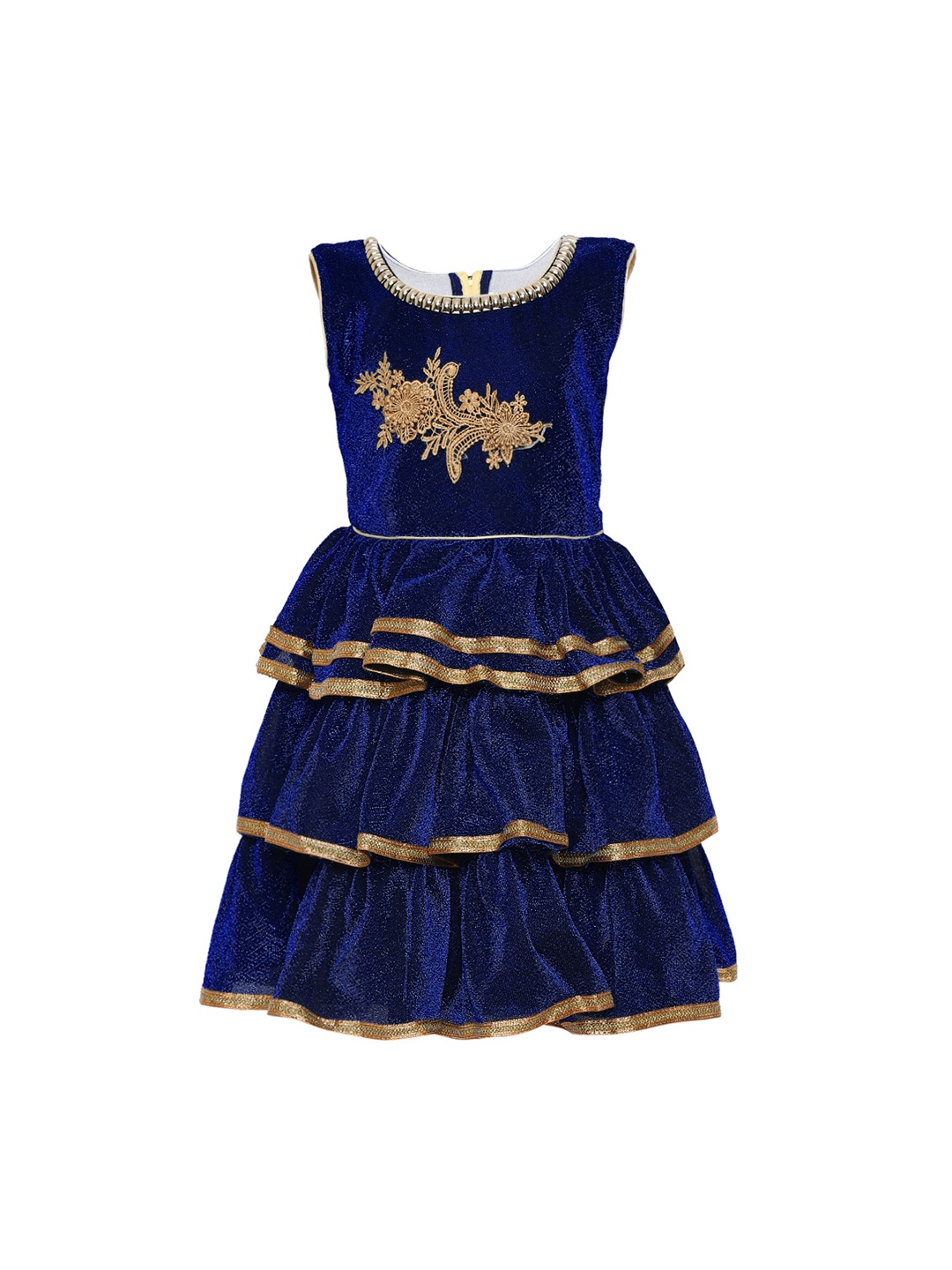 

Kidling Girls Blue Solid Fit and Flare Dress