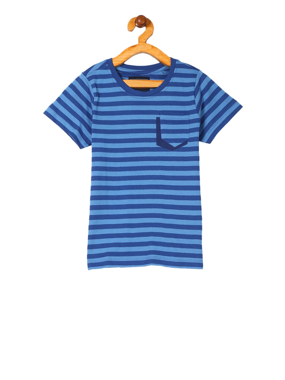 

Cherokee Boys Blue Striped Round Neck Pure Cotton T-shirt