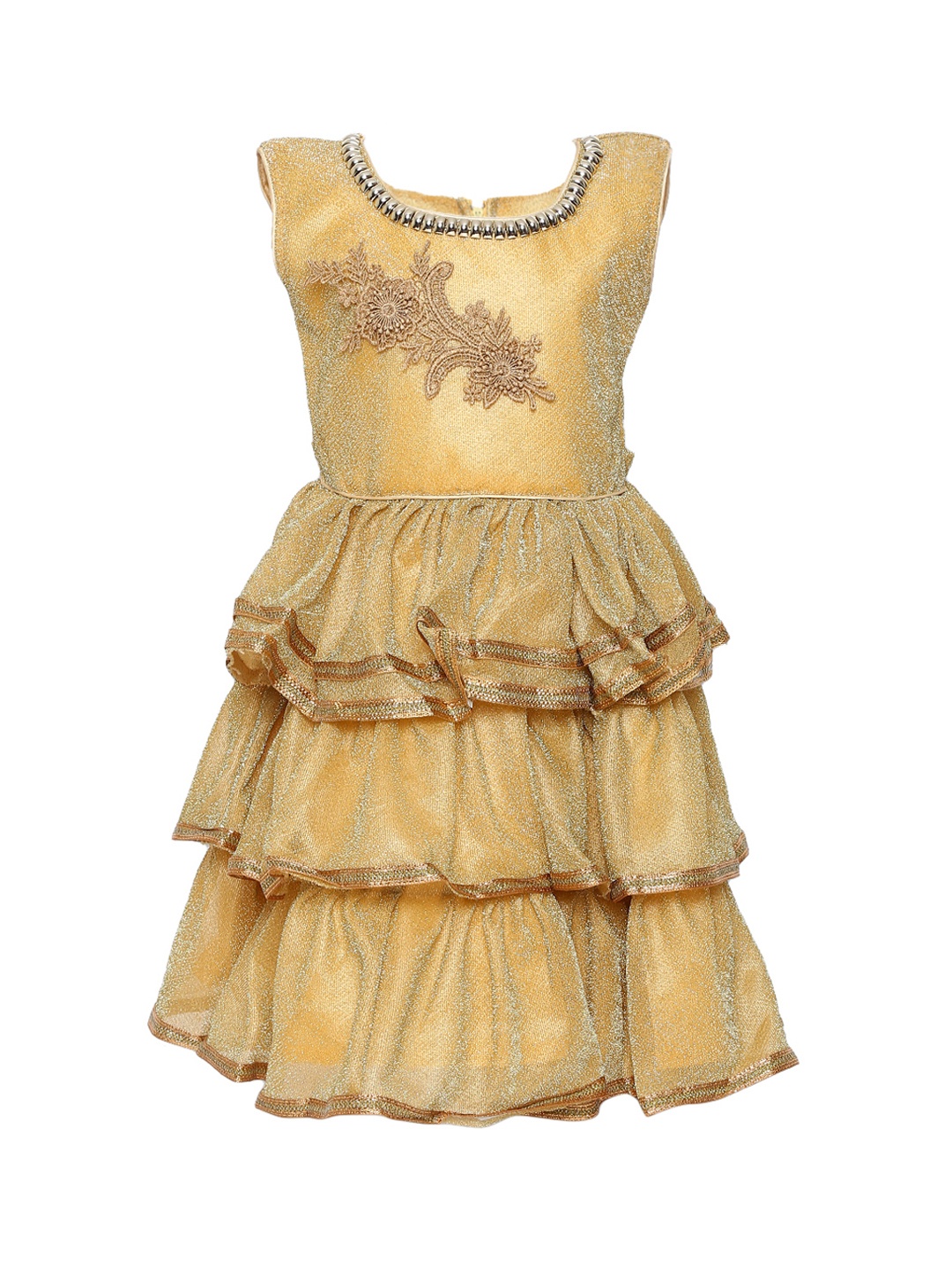 

Kidling Girls Beige Solid Fit and Flare Dress