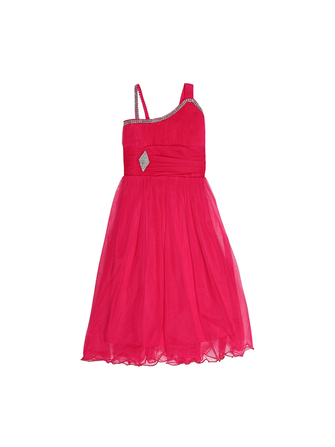 

Kidling Girls Pink Solid Fit and Flare Dress