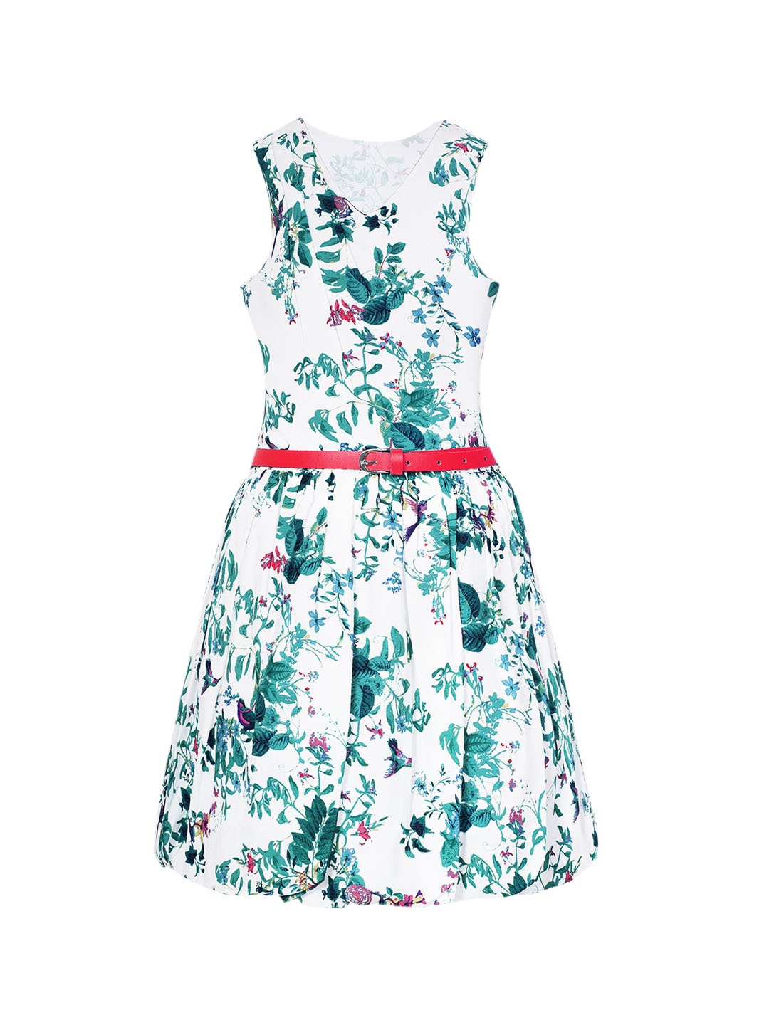 

naughty ninos Girls White Printed Fit and Flare Dress