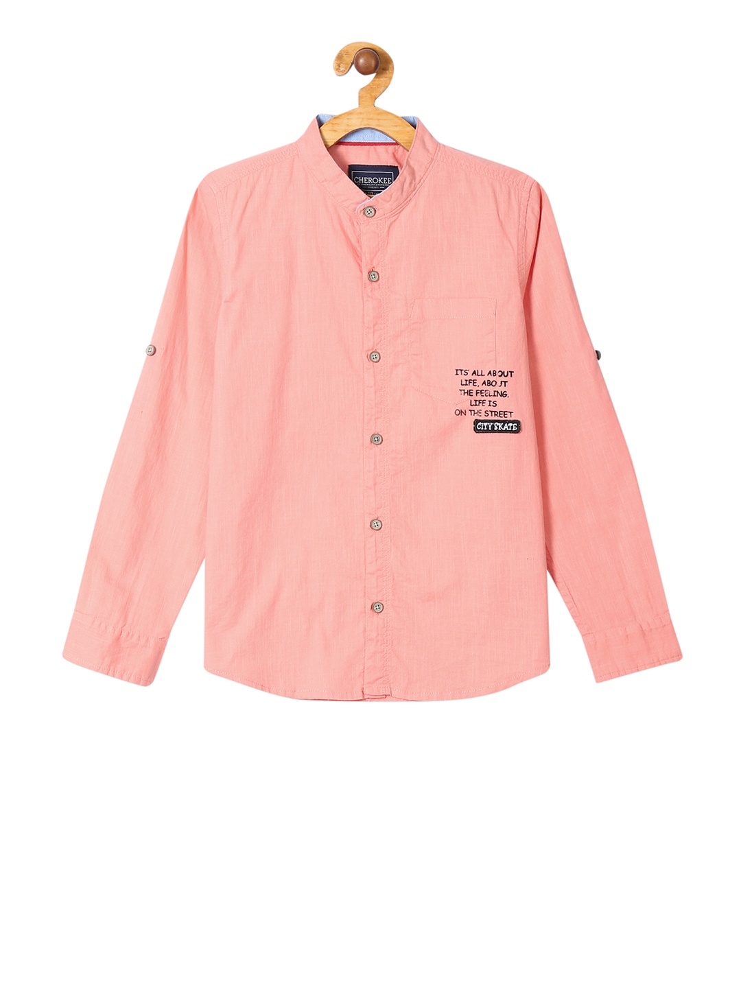 

Cherokee Boys Pink Regular Fit Solid Casual Shirt