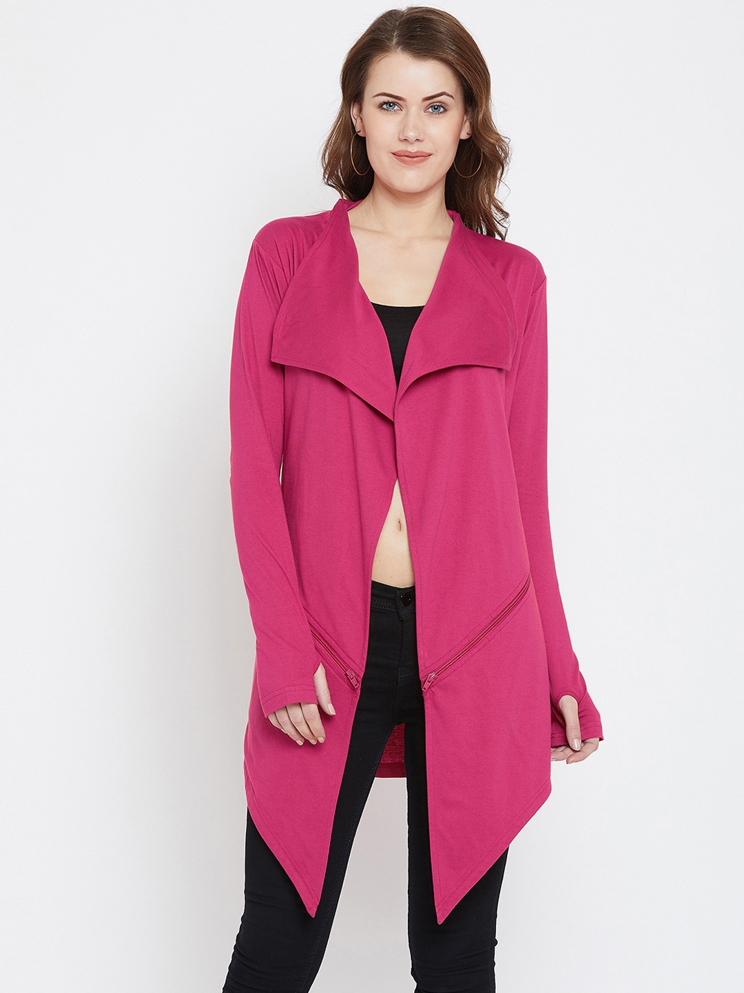 

Hypernation Pink Solid Open Front Shrug